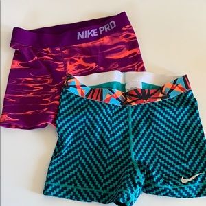 2 pair Nike Pro shorts